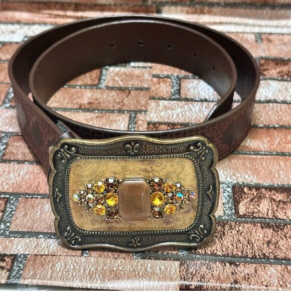 Belt Amber Genuine Leather Rhinestones size S main image 8